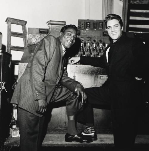 Brook Benton with Elvis Presley, Backstage at the WDIA Goodwill Review, 1957