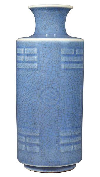 Blue Glazed Rouleau Vase