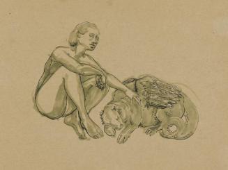 Untitled (Female figure with mythical animal)