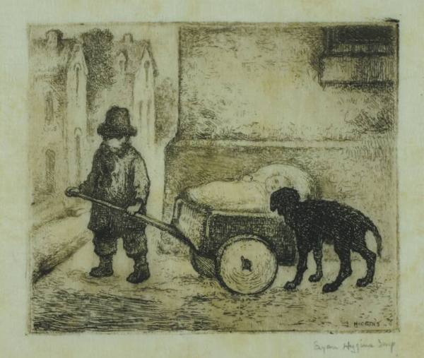 Untitled (Boy pulling an infant in a cart)