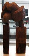 Untitled Wood Figure on Two Pedestals