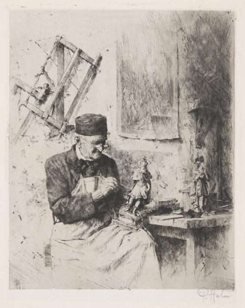 Untitled (Artisan Painting a Figurine)