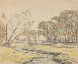 Untitled (landscape with house and river)