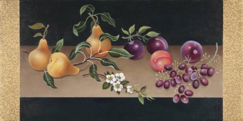 Pears, Plums, Grapes, and Blossoms