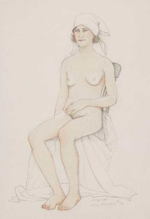 Ingrid (Seated Nude with White Scarf)