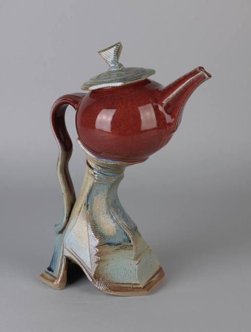 Red Pedestal Teapot