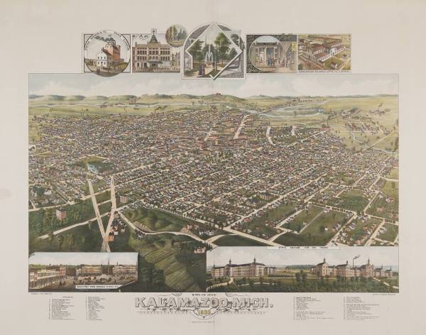 Bird's Eye View of Kalamazoo, Mich. 1883