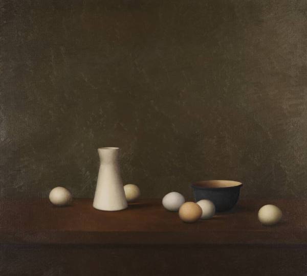 Still Life with Egg Cup, Eggs, and Bowl